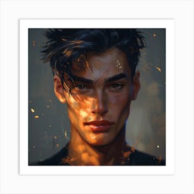 Young Man With Fire Art Print