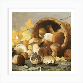 Basket Of Mushrooms Art Print