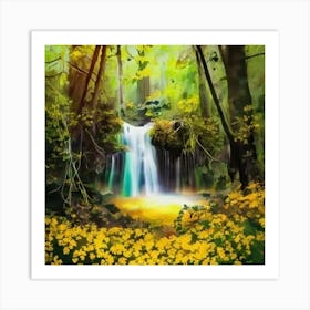 Waterfall In The Forest Art Print