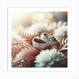 Wedding Rings On A Flower Art Print