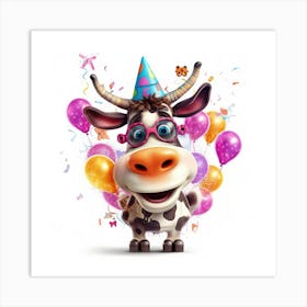 Birthday Cow 3 Art Print