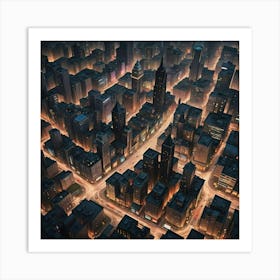 Cityscape At Night 17 Art Print