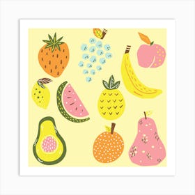 Fruits Watermelon Pineapple Food Avocado Nature Melon Summer Healthy Art Print