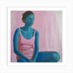 Deconstructed Blue And Pink Figure 1 Art Print