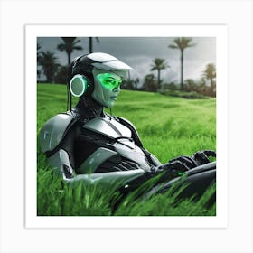 Robot Laying In The Grass Art Print