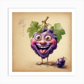 Cartoon Grapes 1 Art Print