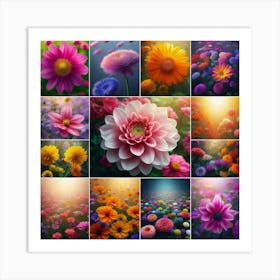 Collage Of Flowers Art Print