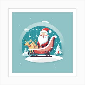 Santa Claus In Sleigh 2 Art Print