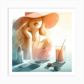 Girl In Hat 1 Art Print