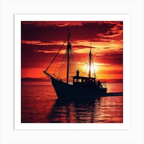 Sunset Boat 6 Art Print