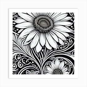 And White Flowers Art Print