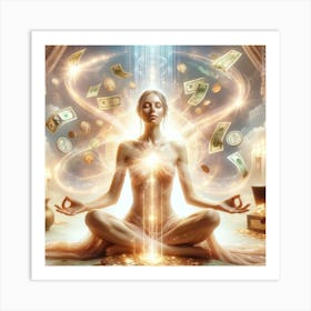 Meditating Woman With Money Art Print