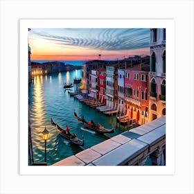 Sunset In Venice Art Print