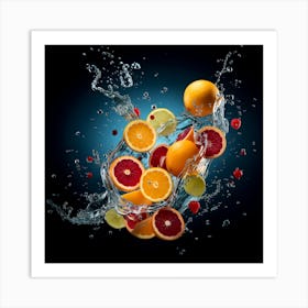 Splashing Fruit 1 Art Print