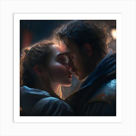 Love Story In The Rain Art Print