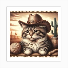 Cowboy Cat Art Print