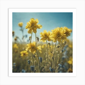 Yellow Flowers In A Field 34 Art Print