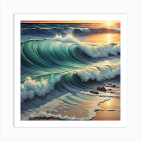 Sunset At The Beach 1 Art Print