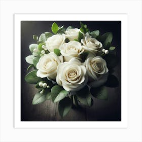 Bouquet Of White Roses 4 Art Print