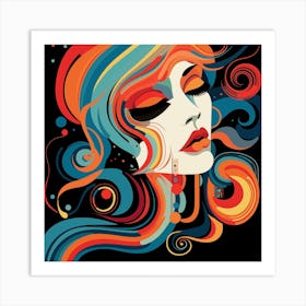 Colorful Woman With Colorful Hair Art Print