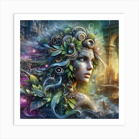 Fantasy Woman In A City Art Print