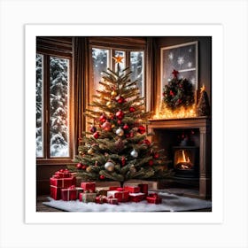 Christmas Tree In The Living Room 1 Art Print