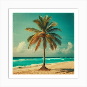 Palm Tree On The Beach Art Print