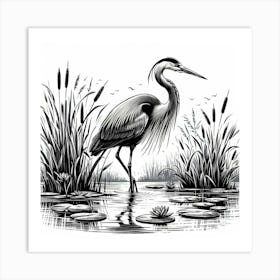 Illustration Heron 2 Art Print