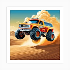 Monster Truck In The Desert Art Print