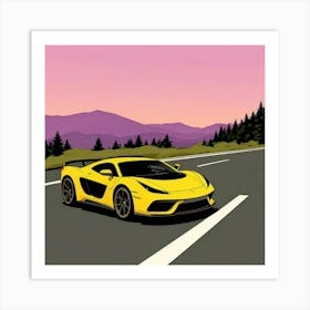 Streamlined Supercar with Bold Racing Stripes Art Print