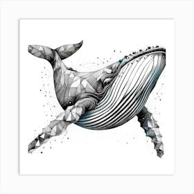 Whale - Abstract Line Art Illustration 90 Art Print