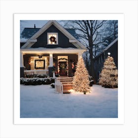 Christmas Lights On A House 3 Art Print