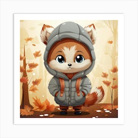 Cute Fox In Autumn Forest Art Print