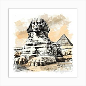 A Sphinx In Giza Hand Drawn Sketch Illustration 1719991311 2 Art Print