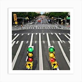 Traffic Lights In New York City Art Print