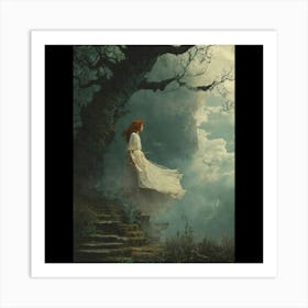 Girl In A White Dress Art Print