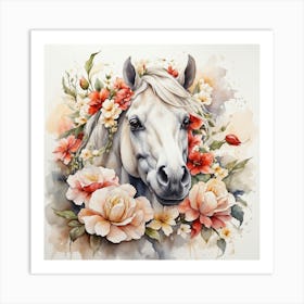 Horse With Flowers 6 Art Print