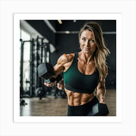 Woman Lifting Dumbbells Art Print