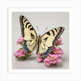 Butterfly of Papilio machaon on flowers Art Print