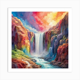 Rainbow Waterfall Art Print