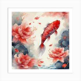 Chinese Koi Fish Painting Art Print