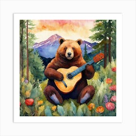 Bear Playing Guitar 7 Art Print