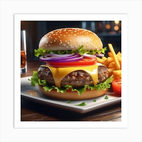 Hamburger And Fries 23 Art Print