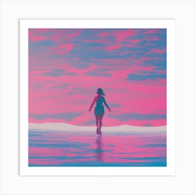 Minimalism Masterpiece, Trace In The Waves To Infinity + Fine Layered Texture + Complementary Cmyk C (40) Art Print