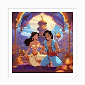 Aladdin And Jasmine Art Print