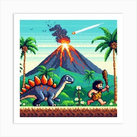 8-bit prehistoric landscape 1 Art Print