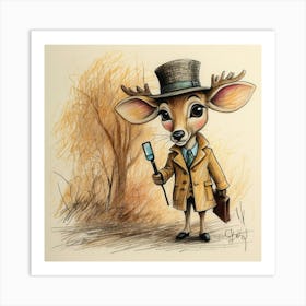 Detective Deer Art Print