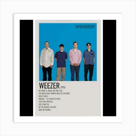 Weezer (Blue Album) - Weezer, 1994 Art Print