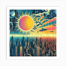 Sun Rises Over The City Art Print