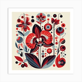 Scandinavian style, Red orchid sprig Art Print